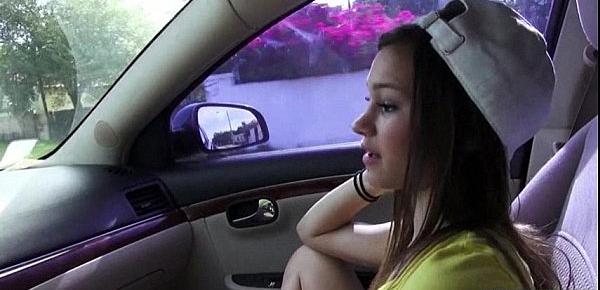  Teen hitchhiker London Smith finds a ride and a big cock